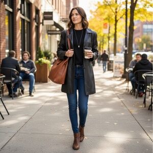 🖤 Classic Vintage Black Leather Coat - MIX Since 1989 - Made in Canada - Sz XL